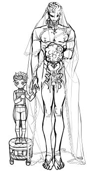 2boys absurdres age_difference aged_down blush bound_penis bouquet bridal_veil closed_eyes closed_mouth cross dio_brando father_and_son feet flower giorno_giovanna height_difference highres huang_lia incest jojo_no_kimyou_na_bouken long_hair male_focus monochrome multiple_boys muscular muscular_male nipple_piercing pectorals penis piercing revealing_clothes shota smile standing tattoo thighhighs urethral_insertion veil vento_aureo yaoi