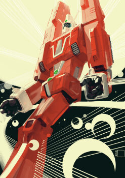 absurdres clenched_hand densetsu_kyojin_ideon explosion highres ideon looking_up mecha no_humans open_hand red_ace robot science_fiction solo space super_robot visor