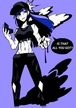 Rule 34 | absurdres, bare shoulders, black hair, blood, blue archive, blue halo, boxing, clenched hand, commentary request, halo, highres, injury, jepy (pixiv 63967882), korean commentary, long hair, mask, saori (blue archive)