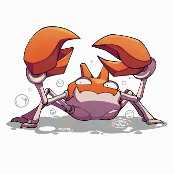 bubble crab full_body gen_1_pokemon krabby mistray-art nintendo no_humans pokemon pokemon_(creature) signature simple_background solo white_background