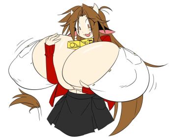 1girl bell breasts collar gigantic_breasts graph_(graphiteknight) mattie_(ego_trigger) neck_bell paizuri_invitation