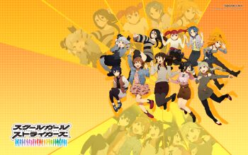 6+girls haishima_kagari highres kobayashi_gen kyoubashi_amane miyama_tsubame multiple_girls nagi_ryou namori_mana official_art official_wallpaper origami_hina rinoda_mano sajima_yumi school_girl_strikers shiranui_hazuki sumihara_satoka yaginuma_io