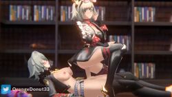 1futa 1girl 3d animated black_skirt black_thighhighs blush bouncing_breasts breasts burnice_white caesar_king_(zenless_zone_zero) crop_top female_focus functionally_nude futa_with_female futanari girl_on_top glasses_on_head heartnightcity_(va) high_heels jacket large_breasts lying miniskirt moaning nipples on_back open_clothes open_jacket orangedonut33 penis reverse_cowgirl_position sex sex_from_behind skirt sound straddling tagme testicles thighhighs twitter_username vaginal video zenless_zone_zero