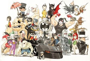 6+boys 6+girls alfred_pennyworth annie_(clayface) bane barbara_gordon bat_signal batgirl batman batman_(series) batmobile batwoman bodysuit bowler_hat brother brothers bruce_wayne butler cassandra_cain catwoman character_request chibi cigarette clayface dc_comics dcau dick_grayson domino_mask dustin_nguyen everyone eye_mask father_and_daughter father_and_son floodlight formal_clothes harley_quinn harvey_dent hat highres hush_(dc) jacket james_gordon jester_cap kate_kane killer_croc mad_hatter_(alice_in_wonderland) manbat mask monster_boy mr._freeze multicolored_hair multiple_boys multiple_girls nightwing poison_ivy puppet ra&#039;s_al_ghul robin_(dc) scarecrow_(dc) scarface_(dc) siblings smoking suit tea the_joker the_penguin the_riddler tim_drake top_hat topless_female two-face two-tone_hair umbrella zatanna_zatara