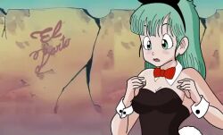 Rule 34 | 1girl, animal ears, animated, breasts, breasts out, bulma, dragon ball, el barto, fake animal ears, looping animation, medium breasts, nipples, nude, outdoors, playboy bunny, presenting, rabbit ears, solo, sound, tagme, video