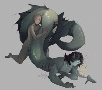 2boys anglerfish anglerfish_boy anon bandaged_arm bandages black_hair blue_sclera blush cetacean_tail claws colored_sclera colored_skin completely_nude drooling extra_arms extra_eyes fingernails fins fish fish_tail gills grabbing_another&#039;s_tail green_scales green_skin head_fins heart implied_sex implied_yaoi merfolk merman monster_boy motion_lines multiple_boys nude open_mouth parted_bangs pressure_(roblox) roblox sea_snake sebastian_solace sex sharp_fingernails short_hair smaller_dominant tail tail_grab third_eye thrust_lines top-down_bottom-up trembling yaoi