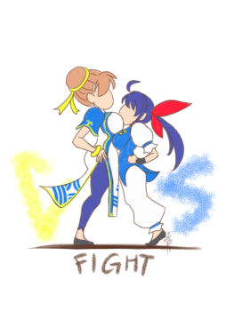 2girls absurdres ahoge blue_eyes blue_hair bracelet breast_press breasts brown_hair bun_cover capcom china_dress chinese_clothes chun-li commentary double_bun dress fatal_fury fatal_fury:_city_of_the_wolves futaba_hotaru hair_bun hair_ribbon highres jewelry long_hair low_twintails multiple_girls ribbon street_fighter street_fighter_6 symmetrical_docking twintails