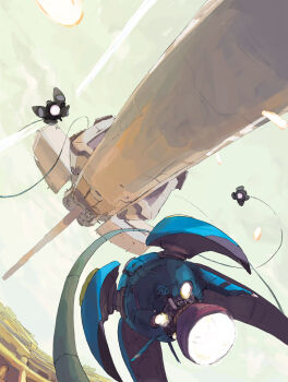 cable commentary_request flying from_behind hashimoto_shin no_humans outdoors overcast radiant_silvergun rocket silvergun_(ship) sky spacecraft treasure_(developer) vehicle_focus