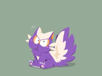 Rule 34 | animal focus, bird p sknp, blush, commentary request, full body, gen 4 pokemon, green background, nintendo, no humans, notice lines, open mouth, pokemon, pokemon (creature), pokemon focus, simple background, sitting, solo, stunky