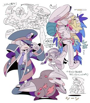 Rule 34 | 2boys, archeops, belt, black coat, black hat, black pants, brothers, coat, commentary request, durant, emmet (pokemon), excadrill, full body, gen 5 pokemon, grey eyes, grey hair, hat, health bar, highres, hug, ingo (pokemon), kari (user grrs8577), litwick, male focus, multiple boys, multiple views, necktie, nintendo, pants, paper, pokemon, pokemon bw, purple necktie, shirt, siblings, translation request, twins, white coat, white hat, white pants, white shirt