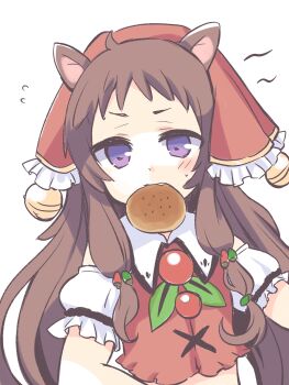 Rule 34 | 1girl, animal ears, brown hair, gucchiann, highres, long hair, looking at viewer, princess connect!, purple eyes, rin (princess connect!), squirrel ears, squirrel tail, tail