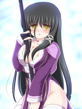 Rule 34 | aic, between breasts, black hair, blush, breasts squeezed together, breasts, cleavage, fasalina, gunxsword, huge breasts, long hair, nipple slip, nipples, ry (yagoyago)