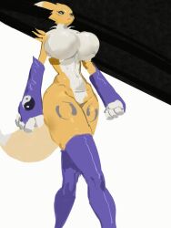 1girl abs animal_ears animated aqua_eyes black_sclera body_fur breasts colored_sclera digimon digimon_(creature) fox_girl fox_tail furry furry_female large_breasts renamon tagme tail thighhighs video walking yeulafite