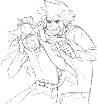 1boy 1girl 3443uiyciyur1 buck_teeth bullying crying doros3n homestuck jade_harley karkat_vantas lacryboy non-web_source round_eyewear tears teeth