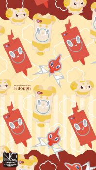 Rule 34 | cellphone, commentary request, dog, fidough, food-themed creature, food as ears, gen 4 pokemon, grin, highres, meme (sleepsheep), nintendo, no humans, open mouth, phone, pokemon, pokemon (creature), pokemon focus, rotom, rotom (normal), rotom phone, smartphone, smartphone case, smile, teeth