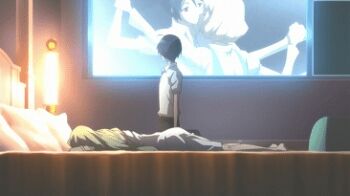 10s 1boy 2girls aged_down animated animated_gif anime_screenshot ass bed bedroom casual_nudity clothed_male_nude_female dai_takashi exhibitionism green_hair hetero indoors long_hair lowres lying multiple_girls nude on_bed public_indecency screen short_hair shota simone_aragon standing star_driver watanabe_kanako