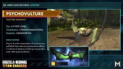 3d animated bone character_name character_profile cliff concept_art cross_promotion crossover day english_text forest godzilla_(series) godzilla_x_kong:_the_new_empire godzilla_x_kong:_titan_chasers highres hunted_cow_studios kaiju king_kong_(series) kong:_skull_island legendary_pictures monster monsterverse nature no_humans official_art outdoors plant promotional_art psychovulture sharp_teeth skull tail teeth tie-in tilting_point_llc tongue tree video video_game wings