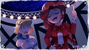 Rule 34 | blonde hair, blue sailor collar, braid, eddybird55555, food-themed hair ornament, hair ornament, highres, kitashirakawa chiyuri, long braid, nail polish, non-web source, okazaki yumemi, open mouth, red hair, red vest, sailor, sailor collar, strawberry hair ornament, surprised, touhou, touhou (pc-98), touhou lensed night sky kaseigai, vest, yellow eyes