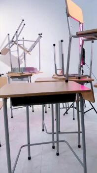 1boy 1girl animated asian ass ayase_momo ayase_momo_(cosplay) bent_over blue_skirt brown_hair brown_shoes chair cosplay dandadan desk earrings grabbing_another&#039;s_ass groping hetero highres huge_ass indoors jewelry leg_up looking_at_viewer looking_back panties pink_sweater pleated_skirt pushing real_life school_chair school_desk school_uniform shoes skirt socks solo_focus sound spanking sweater tagme thick_thighs thighs umeko_j umekojcosplayer underwear video vietnamese white_panties white_socks