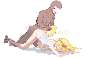 1boy 1girl absurdres all_fours animal_ears argusrho ass bare_arms bare_legs barefoot blonde_hair blue_archive blush closed_eyes clothed_female_nude_male cross_halo cum cum_overflow cum_pool doggystyle fox_ears fox_girl fox_tail grabbing_another's_tail halo hetero highleg highleg_one-piece_swimsuit highres loli long_hair nude one-piece_swimsuit open_mouth orgasm seia_(blue_archive) seia_(swimsuit)_(blue_archive) sex sex_from_behind simple_background sunglasses swimsuit tail tinted_eyewear tongue tongue_out top-down_bottom-up visor_cap white_background white_one-piece_swimsuit yellow_eyes yellow_halo yellow_visor