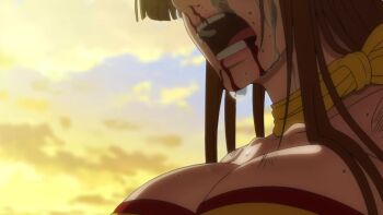 1girl animated breasts cleavage electro_wave_human_tackle heavy_breathing kamen_rider large_breasts long_hair okada_yuriko solo tagme toujima_tanzaburou_wa_kamen_rider_ni_naritai video