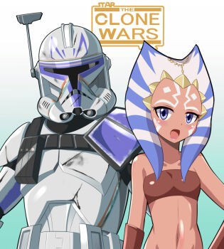1boy 1girl age_difference ahsoka_tano blue_eyes clone_trooper clone_wars hamadaskl helmet loli older_male_and_younger_female open_mouth rex_(star_wars) size_difference star_wars star_wars:_the_clone_wars_(2008_tv_series) tagme tentacle_hair
