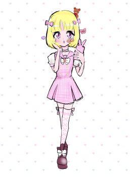 Rule 34 | 1girl, blonde hair, digimon, female focus, highres, kashiki ai, pink eyes, ribbon, solo