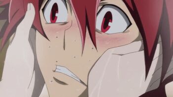 Rule 34 | 1boy, 1girl, animated, animated gif, anime screenshot, blush, breasts, character request, cleavage, incoming kiss, lowres, shinada benio, star driver, tagme, tsunashi takuto