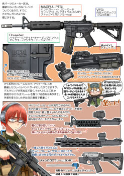 2girls 5.56x45mm_nato airsoft_review_illustrated ammunition ammunition_focus ammunition_profile animal_ears armor assault_rifle bcm4 blue_eyes body_armor bravo_company_manufacturing brown_hair bullet bulletproof_vest carbine carbine_cartridge diagram didloaded dmr_cartridge ear_protection earmuffs eye_protectors ghost_ring gun holding information_sheet intermediate_cartridge iron_sights japanese_text lmg_cartridge long_gun magazine_(object) mask military military_cartridge multiple_girls original red_hair rifle rifle_cartridge safety_glasses see-through_clothes shirt short-barreled_rifle stock_(firearm) supersonic_ammunition telescoping_stock text_focus translation_request translucent vest weapon weapon_focus weapon_profile window_magazine