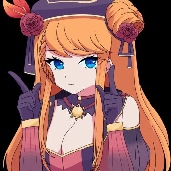 animated animated_gif beret black_gloves blue_eyes braid breasts chuunibyou_demo_koi_ga_shitai! detached_sleeves erickmind finger_twirl flower gloves hair_bun hat highres long_hair lucy_monroe meme non-web_source orange_hair original sparkling_daydream