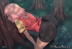 1girl animated ass ass_focus ass_shake bike_shorts black_shorts d-art female_focus haruno_sakura huge_ass looking_at_viewer naruto_(series) naruto_shippuuden naruto_shippuuden outdoors pink_hair profile short_hair short_shorts shorts solo source_request tagme teasing uncensored video forest