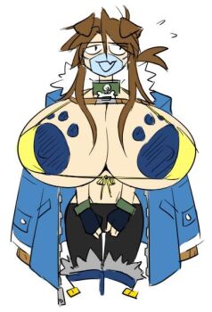 1girl bikini breasts dog_girl_(doitsuken) ego_trigger gigantic_breasts graph_(graphiteknight) lass_(ego_trigger) original paizuri_invitation pasties swimsuit