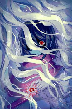 1other absurdres armor black_hair blonde_hair blue_skin cape chinese_commentary colored_skin commentary_request deltarune highres holding holding_jewelry holding_ring jewelry kris_(dark_world)_(deltarune) kris_(deltarune) noelle_holiday noelle_holiday_(dark_world) ondine2002 one_eye_covered partially_shaded_face pink_cape red_eyes ring thorn_ring_(deltarune) utdr_(toby_fox) weird_route_(deltarune) wide-eyed