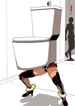 ! 1girl boots costume dark_skin faceless faceless_male highleg highleg_leotard highres leotard looking_at_another lovelovemaid mizuki_yukikaze one-piece_tan ribbon shiny_skin skindentation skirt squatting taimanin_(series) taimanin_yukikaze tan tanline thong thong_leotard toilet what