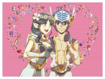 1boy 1girl angeling axe balloon belt bicorne black_gloves black_hair blue_hair box breasts brown_eyes cake cake_slice champion_(ragnarok_online) championship_belt character_doll cleavage coat coin cokeboy commentary commission cookie_(ragnarok_online) couple crescent_moon cup deviruchi_hat diamond_(gemstone) doll drops_(ragnarok_online) english_commentary flag flora_(ragnarok_online) flower food ghost gloves gold_trim greatest_general_(ragnarok_online) grey_coat grey_shirt hammer hat head_wreath heart helmet hetero hood hooded_coat kafra_uniform looking_at_another looking_to_the_side maid_headdress medium_breasts medium_hair moon muka_(ragnarok_online) multicolored_coat open_mouth peco_peco pink_flower pink_rose plant pointy_ears potion potted_plant qingdai_guanmao ragnarok_online rose roxie_(ragnarok_online) sheet_ghost shield shirt short_hair slime_(creature) smile spore_(ragnarok_online) star_(symbol) teacup totem treasure_chest two-tone_coat two-tone_gloves upper_body whisper_(ragnarok_online) white_coat white_flower white_gloves