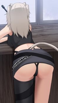 1girl animal_ears animated ass clothes_lift ekitai_chisso highres hololive long_hair no_panties panties pee peeing peeing_in_cup pubic_hair pussy shishiro_botan skirt skirt_lift tail twintails underwear unworn_panties video white_hair