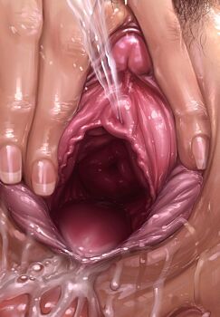cervix clitoris nail_polish peeing pubic_hair pussy pussy_focus shiny_skin spread_legs spread_pussy uncensored vincentcc