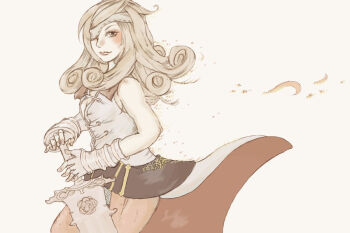 00s 1girl beatrix belt breasts brown_eyes brown_hair eyepatch female_focus final_fantasy final_fantasy_ix gloves long_hair solo sousuke_(cha+hiyori)