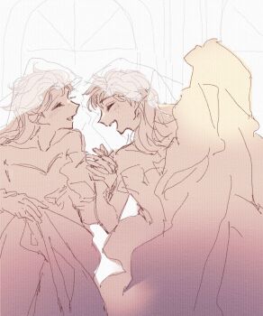 2girls anna_(frozen) blush bridal_veil bride closed_eyes commentary dress elsa_(frozen) female_focus freckles frozen_(disney) highres holding_hands incest incest_marriage interlocked_fingers kiyomai laughing multiple_girls open_mouth see-through_clothes see-through_veil siblings sisters smile veil wedding_dress wife_and_wife yuri