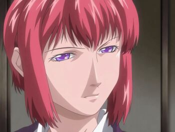 00s 1girl 2006 animated animated_gif bible_black bible_black_new_testament mature_female monk purple_eyes red_hair religious robe shin_bible_black short_hair tagme takashiro_hiroko veil