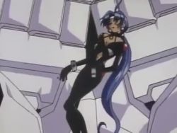 1990s_(style) animated anime_screenshot ass audible_speech blue_hair bodysuit breasts cacao_(lamune) clothed_male_nude_male dark-skinned_female dark_skin english_audio hug lemon_(vs_knight_lamune_&amp;_40_fresh) long_hair lowres mecha mechanical_arms nipples nude parfait_(lamune) pq_(lamune) red_hair retro_artstyle robot short_hair small_breasts sound video vs_knight_lamune_&amp;_40_fresh yuri