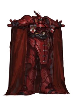 absurdres char's_counterattack cloak full_body fusion green_eyes gundam hashtag-only_commentary highres mecha mecha_focus mobile_suit neo_zeon no_humans pixelarch radio_antenna red_cloak robot sazabi science_fiction simple_background standing trench_crusade white_background witchburner_(trench_crusade)