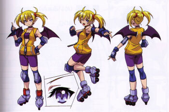 1girl akaga_hirotaka aq_interactive arcana_heart artist_request atlus examu inline_skates lilica_felchenerow mike_(arcana_heart) official_art roller_skates skates smile source_request yasuzumi_yoriko
