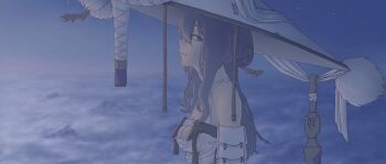 1girl armor bodysuit breasts brown_eyes closed_mouth clothing_cutout from_side goddess_of_victory:_nikke grey_hair hat highres japanese_armor jingasa large_hat leotard long_hair looking_at_viewer medium_breasts mero_(ilsttkgbz11) scarlet_(nikke) shoulder_armor sode solo upper_body white_bodysuit white_leotard