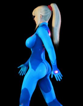 10s 1girl 3d animated animated_gif ass ass_shake black_background blonde_hair blue_bodysuit blue_eyes bodysuit bouncing bouncing_breasts breasts female_focus from_behind from_side large_breasts long_hair looping_animation metroid mole mole_under_mouth multiple_views nintendo ponytail samus_aran sidelocks simple_background skin_tight source_filmmaker_(medium) swaying swept_bangs walking zero_suit