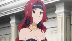 1girl animated breasts cleavage collarbone delilah_(unnamed_memory) eyeshadow highres large_breasts long_hair makeup red_hair smile tagme unnamed_memory video