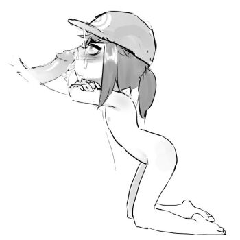 1boy 1girl a_hat_in_time artist_request cum cum_on_body facial fellatio hat_kid hetero kneeling licking licking_penis loli oral penis pettankon tagme