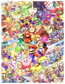 6+boys 6+girls absurdly_detailed_composition alex_(minecraft) alph_(pikmin) amamiya_ren animal_crossing armor arms_(game) arsene_(persona_5) banjo-kazooie banjo_(banjo-kazooie) bayonetta bayonetta_(series) bayonetta_2 bowser bowser_jr. captain_falcon castlevania:_rondo_of_blood castlevania_(series) charizard chrom_(fire_emblem) cloud_strife dark_pit dark_samus diddy_kong dog_(duck_hunt) donkey_kong donkey_kong_(series) donkey_kong_country dougi dr._mario dr._mario_(game) dragon_quest dragon_quest_iii dragon_quest_iv dragon_quest_viii dragon_quest_xi duck_(duck_hunt) duck_hunt everyone f-zero falco_lombardi family_computer_robot fatal_fury female_byleth_(fire_emblem) female_corrin_(fire_emblem) female_robin_(fire_emblem) final_fantasy final_fantasy_vii fire_emblem fire_emblem:_path_of_radiance fire_emblem:_shadow_dragon_and_the_blade_of_light fire_emblem:_the_binding_blade fire_emblem:_three_houses fire_emblem_awakening fire_emblem_fates flexing fox_mccloud furry furry_female furry_male game_&amp;_watch ganondorf gen_1_pokemon gen_2_pokemon gen_4_pokemon gen_6_pokemon gen_7_pokemon green_tunic greninja gun hands_on_own_hips hero_(dq11) hero_(dq3) hero_(dq4) hero_(dq8) highres ice_climber iggy_koopa ike_(fire_emblem) incineroar inkling inkling_girl inkling_player_character isabelle_(animal_crossing) ivysaur jigglypuff junior_clown_car kazooie_(banjo-kazooie) ken_masters kid_icarus kid_icarus_uprising king_dedede king_k._rool kingdom_hearts kirby kirby_(series) larry_koopa leaf_(pokemon) legendary_pokemon lemmy_koopa link little_mac looking_at_viewer lucario lucas_(mother_3) lucina_(fire_emblem) ludwig_von_koopa luigi luma_(mario) male_byleth_(fire_emblem) male_corrin_(fire_emblem) male_robin_(fire_emblem) mario mario_(series) marth_(fire_emblem) mega_man_(character) mega_man_(classic) mega_man_(series) meta_knight metal_gear_(series) metal_gear_solid metroid metroid_prime_3:_corruption mewtwo mii_(nintendo) mii_brawler mii_gunner mii_swordfighter min_min_(arms) minecraft mishima_kazuya morton_koopa_jr. mother_(series) mother_2 mother_3 mr._game_&amp;_watch multiple_boys multiple_girls mythra_(xenoblade) nana_(ice_climber) ness_(mother_2) nintendo olimar pac-man pac-man_(game) palutena persona persona_5 pichu pikachu pikmin_(creature) pikmin_(series) piranha_plant pit_(kid_icarus) pokemon pokemon_frlg ponytail popo_(ice_climber) power_suit_(metroid) princess_daisy princess_peach princess_zelda punch-out!! pyra_(xenoblade) quas-quas red_(pokemon) richter_belmont ridley rosalina roto_(dq3) roy_(fire_emblem) roy_koopa ryu_(street_fighter) samus_aran sephiroth sheik shulk_(xenoblade) simon_belmont slime_(creature) smile solid_snake sonic_(series) sonic_the_hedgehog sora_(kingdom_hearts) splatoon_(series) squirtle star_fox steve_(minecraft) street_fighter super_mario_bros._1 super_mario_galaxy super_mario_land super_smash_bros. sword tekken terry_bogard the_king_of_fighters the_legend_of_zelda the_legend_of_zelda:_a_link_between_worlds the_legend_of_zelda:_a_link_to_the_past the_legend_of_zelda:_breath_of_the_wild the_legend_of_zelda:_ocarina_of_time the_legend_of_zelda:_the_wind_waker toad_(mario) toon_link topless_male tunic varia_suit villager_(animal_crossing) wario warioware weapon wendy_o._koopa wii_fit wii_fit_trainer wii_fit_trainer_(female) wii_fit_trainer_(male) wolf_o&#039;donnell xenoblade_chronicles_(series) xenoblade_chronicles_1 xenoblade_chronicles_2 yoshi young_link zero_suit