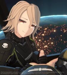animated anna_anon armor clothed_sex handjob helldivers_(series) looking_at_viewer musi_cassie penis pov shota skull_print small_penis smile sound space spacecraft tagme video