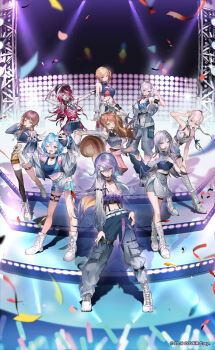 6+girls :d ;d ahoge airani_iofifteen animal_ear_fluff animal_ears anya_melfissa area_15 arm_strap arm_up arms_up ayunda_risu bare_arms baseball_cap belt black_belt black_choker black_collar black_gloves black_hat black_thighhighs blonde_hair blue_eyes blue_hair blue_jacket blue_pants blue_ribbon blue_shirt blue_shoes blue_shorts blue_sleeves blue_tank_top blue_tube_top blunt_ends boots bow braid braided_bangs braided_ponytail braided_sidelock breasts brown_hair buttons cargo_pants center-flap_bangs character_name chest_belt chest_harness choker cleavage cleavage_cutout closed_mouth clothing_cutout collar colored_inner_hair colored_skin colored_tips commentary confetti contrapposto copyright_notice crescent crescent_hair_ornament crop_top cropped_jacket cropped_shirt curtained_hair denim denim_jacket detached_sleeves diamond-shaped_pupils diamond_(shape) double-breasted english_commentary fingerless_gloves flower full_body gloves gradient_eyes gradient_hair green_eyes green_hair green_thighhighs grey_hair grey_jacket grey_shirt grey_shrug grey_skin grey_skirt hair_between_eyes hair_bow hair_flaps hair_flower hair_ornament hair_over_one_eye hair_ribbon hairclip half-skirt halter_shirt halterneck hand_on_own_chest hand_on_own_hip hand_on_own_knee hand_up hands_up harness hat headset heterochromia high-waist_skirt high_heel_boots high_heels high_ponytail high_tops holoh3roes hololive hololive_indonesia holoro jacket jewelry kaela_kovalskia knee_boots kobo_kanaeru kureiji_ollie lace-up_boots large_breasts layered_skirt leg_cutout legs_apart linea_alba long_hair long_hair_between_eyes long_sidelocks looking_at_viewer medium_breasts midriff midriff_peek miniskirt mint-tan mismatched_pupils moona_hoshinova multicolored_eyes multicolored_hair multicolored_skin multiple_belts multiple_girls navel necklace o-ring o-ring_harness o-ring_thigh_strap off-shoulder_shirt off_shoulder official_alternate_costume official_alternate_hairstyle official_art one_eye_closed one_side_up open_mouth outstretched_arm overskirt pants pants_tucked_in parted_lips patchwork_skin pavolia_reine pencil_skirt pink_hair pink_skirt platform_boots pleated_skirt ponytail purple_eyes purple_hair purple_shirt purple_skin red_eyes red_hair red_tank_top ribbon see-through_clothes see-through_jacket see-through_sleeves shirt shoes short_hair short_shorts shorts shoulder_cutout shrug_(clothing) side_braid side_braids sidelocks simple_background single_detached_sleeve single_glove single_off_shoulder single_thighhigh single_wrist_cuff skirt sleeveless sleeveless_jacket sleeveless_shirt sleeves_past_wrists smile sneakers squirrel_ears squirrel_girl squirrel_tail stage standing standing_on_one_leg starry_hair stitched_arm stitched_face stitched_leg stitched_torso stitches straight-on strap_slip strapless streaked_hair swept_bangs symbol-shaped_pupils tail tank_top teeth thigh_strap thighhighs torn_clothes torn_tank_top tube_top turtleneck two-tone_hair underbust v very_long_hair vestia_zeta virtual_youtuber white_belt white_boots white_eyes white_hair white_pants white_shoes white_shorts white_skirt white_sleeves white_tank_top wrist_cuffs x-shaped_pupils x_hair_ornament yellow_eyes yellow_skirt zombie